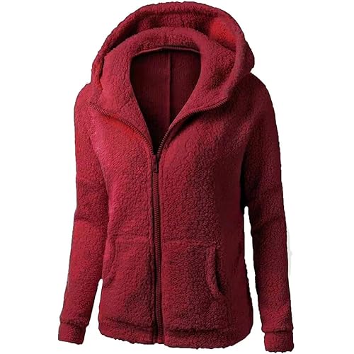 Womens Zip Up Hoodies 2024 Winter Lightweight Fleece Lined Coats Comfy Warm Plus Size Sherpa Jackets with Pockets