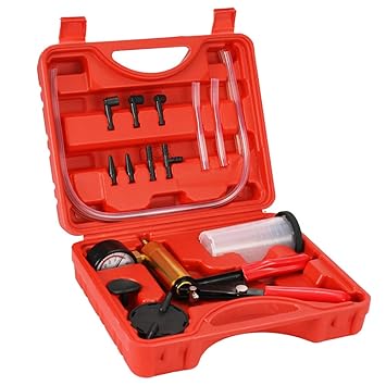 VinodRatna 17pcs Professional Car Auto Hand Held Vacuum Pressure Pump Brake Bleeder Adaptor Fluid Reservoir Tester Vacuum Bleeding Test Kits Kits 2 in 1 Tool Kit Vacuum Tester