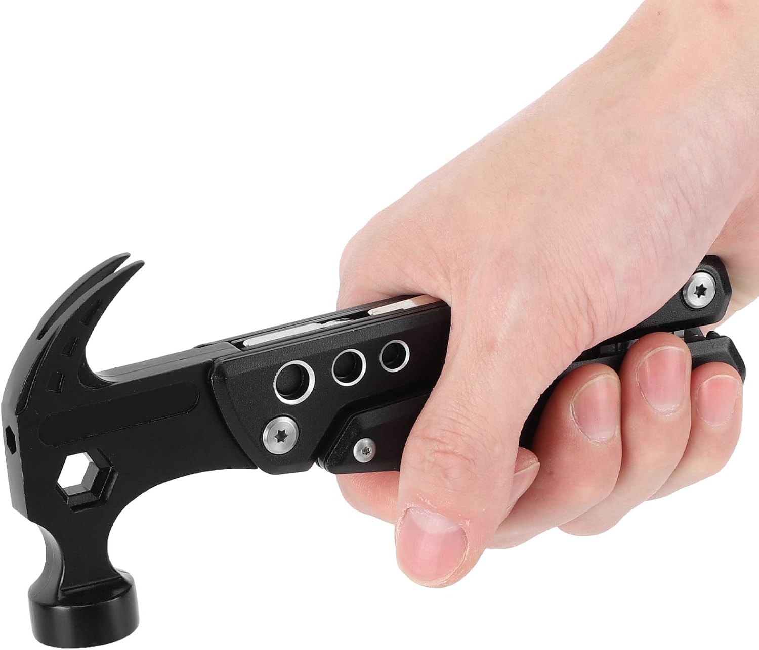 Claw Hammer, Black Portable Nail Hammer, Folding Plier, DIY Multifunctional Tools, with Aluminum Oxide Handle for Can Opener Nail Puller