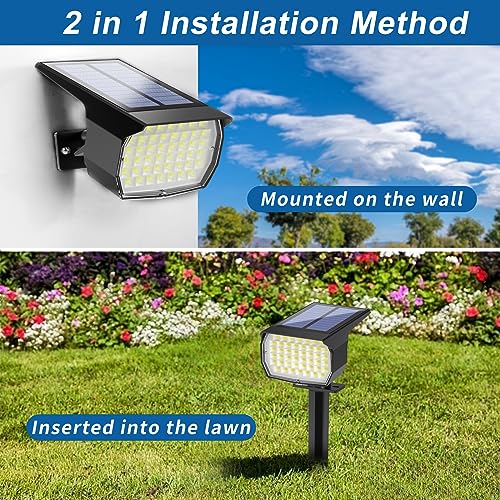 WENATY Solar Spot Lights Outdoor Waterproof IP65, 12 Pack Landscape Spotlights with 46 LEDs, 3 Modes Auto On/Off Solar Powered Flood Lights for Outside Pathway, Yard, Garden, Walkway (Cool White)