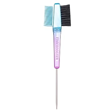 Style Factor EDGE BOOSTER Edge Brush+Comb Regular | Baby Hair Brush/Travel Brush with Compact Case | Travel Size Dual-Ended Boar Bristles & Pintail Comb for Edges, Parting & Styling | Blue/Purple