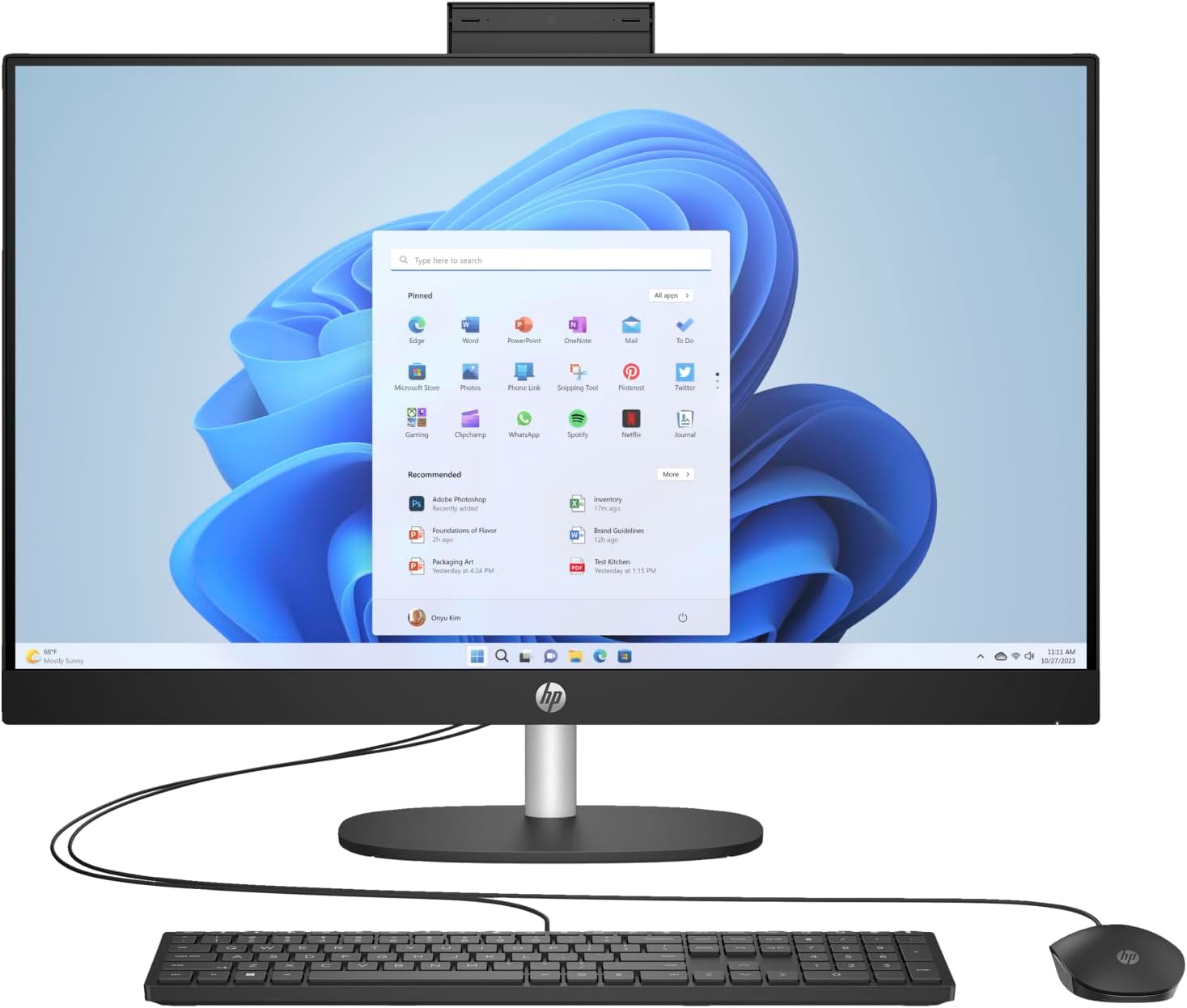 HP 27 FHD IPS AIO PC (Intel 12-Core Ultra 7 255U CPU, 32GB DDR5 RAM, 2TB NVMe SSD, Windows 11 Pro, HDMI, RJ45, WiFi 6 + BT 5.4, FHD Webcam, Wireless KB+Mouse) - All in One TouchScreen Business Desktop