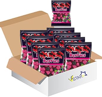 Hri Halal Berries Sweet 80g   Juicy Berry-Flavoured Gummy Sweets Made with Halal Gelatine 18 x Bags