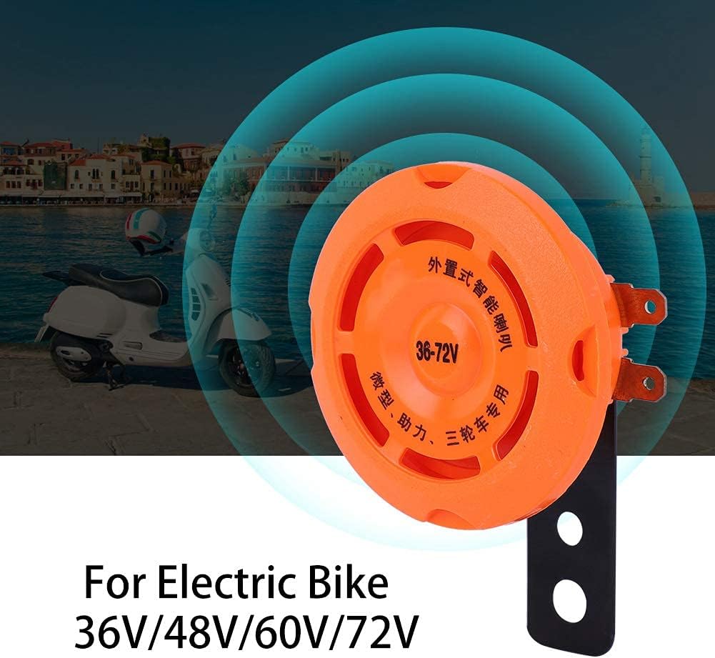 OUKENS Electric Whistle, 105db Orange Plastic Waterproof Smart Electronic Ebike Horn External Ring Bell for Electric Bike 36v/ 48v/ 60v/ 72v