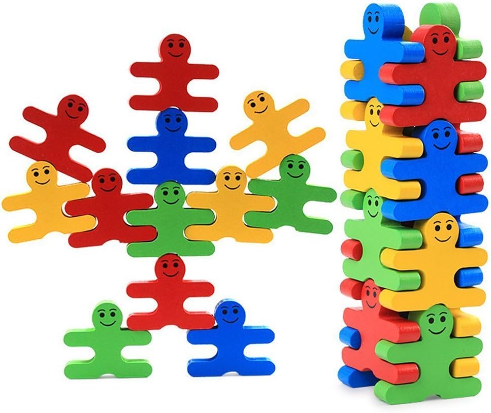 Pulchram Building Blocks Toys 16 Pieces Creative Wooden Puzzle Party Favors Supplies for Kids Children