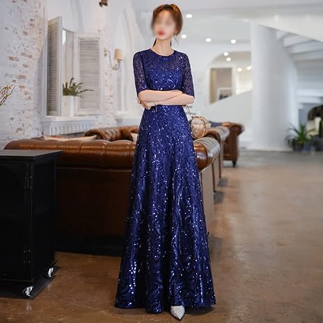 Floor Length Sequined Evening Dress 