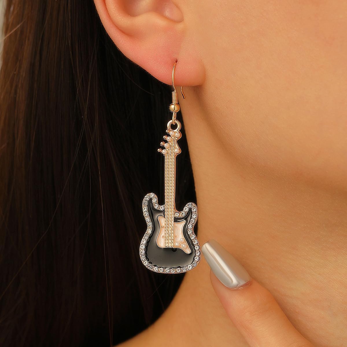 Guitar Music Earrings for Women Punk Rock Musics Dangle Earring Bass Electric Guitar Charm Earrings Teacher Singer Concert Earring Party Jewelry for Women - Image 3