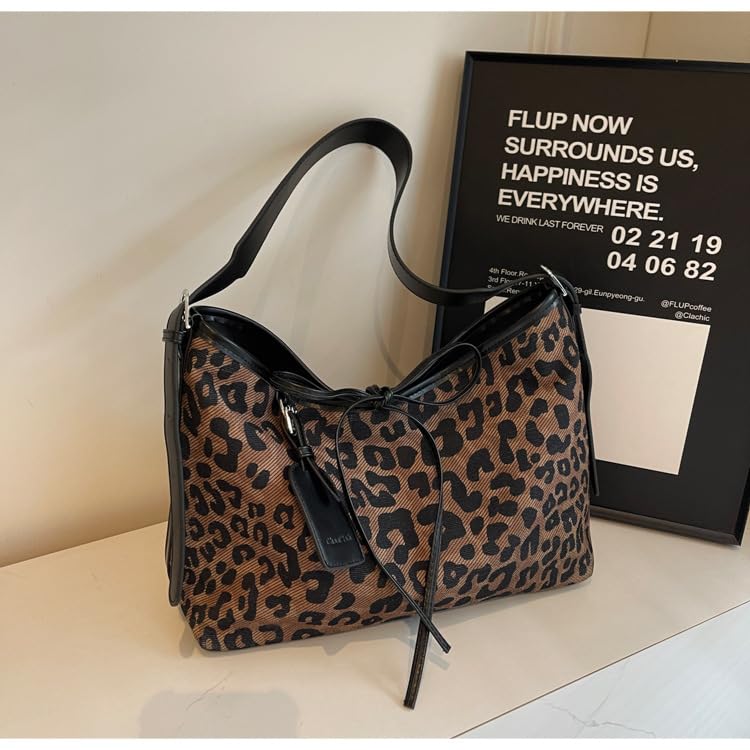 Image of y2k Cheetah Handbags for Women, Hobo Bag Cheetah Print Ladies Chic Shoulder Bags Tote Bag Leopard Print Large Crossbody