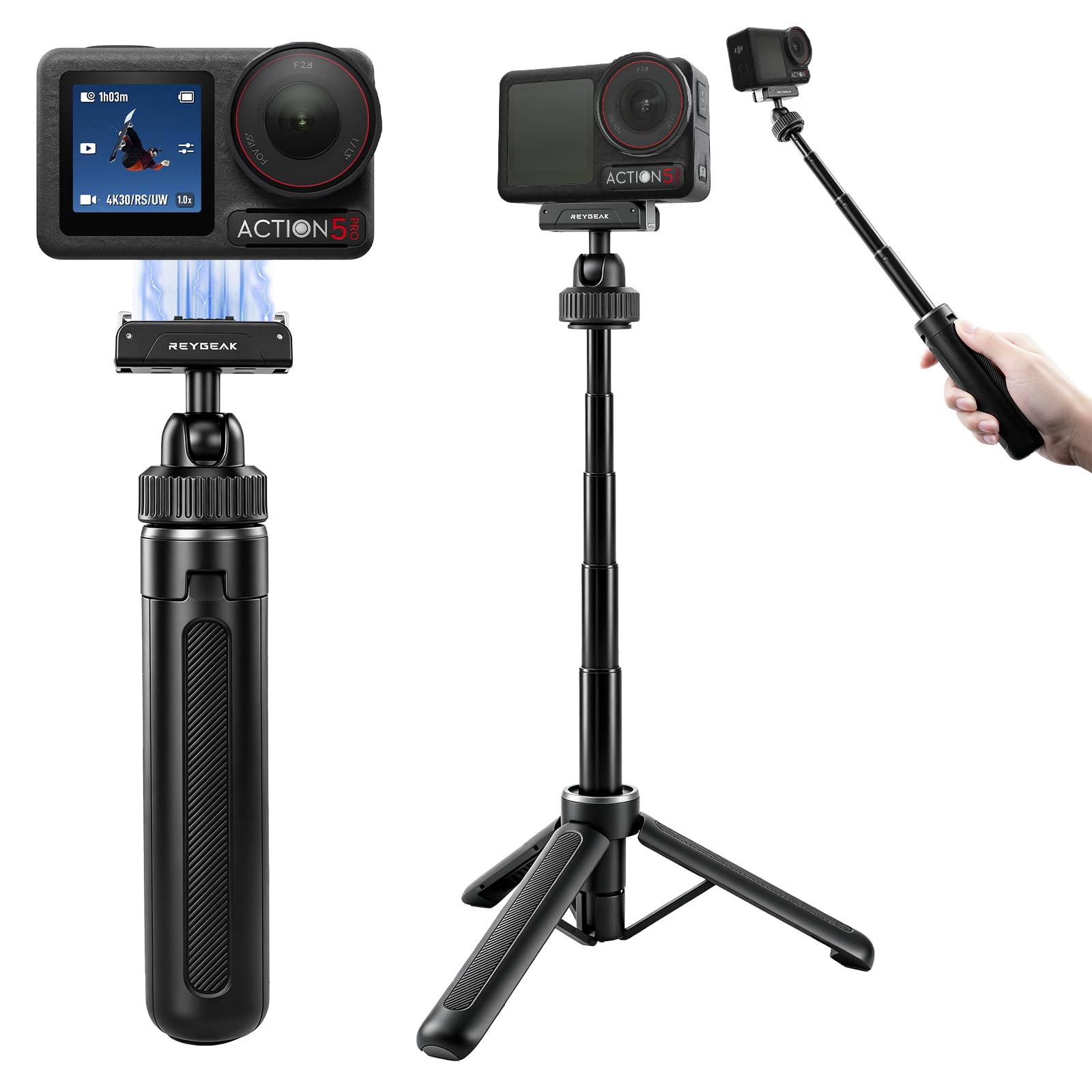 REYGEAK 15" Camera Tripod 360° Ball Head for DJI Osmo 360 Action 5 pro/4/3