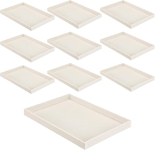 9-Pack Beige Stackable Jewelry Organizer Display Trays