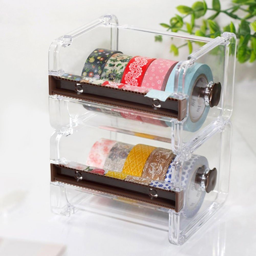 Dometool 2pcs Washi Tape Dispenser Cutter,Roll Tape Holder Organizer,Masking Tape Desktop Tape DIY Sticker Roll Tape Cutter Holder Storage - Image 3