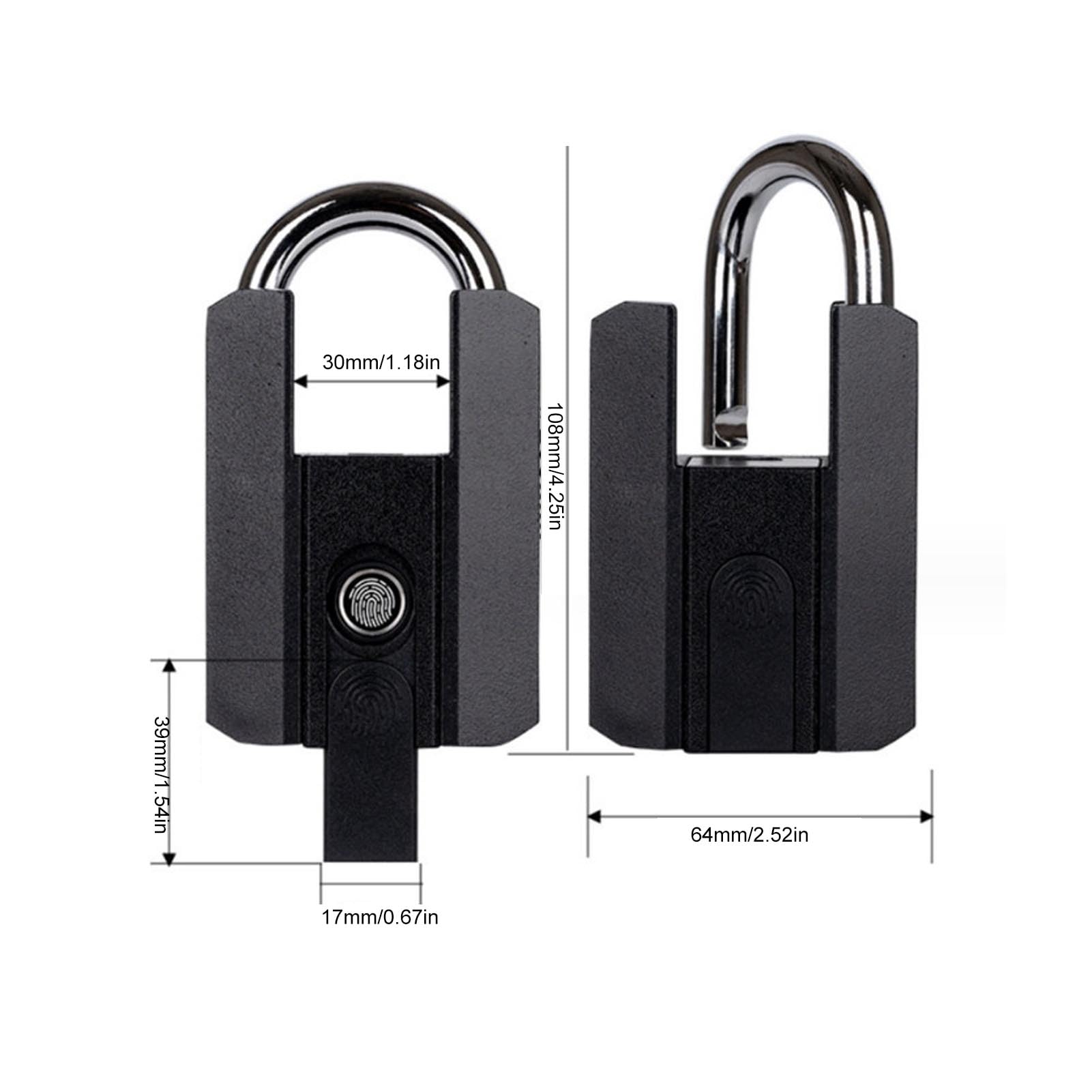 Candado de Huella Dactilar, 3 En 1 Impermeable Huella Dactilar Bluetooth App Cerradura con 2 Llaves, USB de Carga de Alta Seguridad de combinación de Bloqueo para Armario, cajón