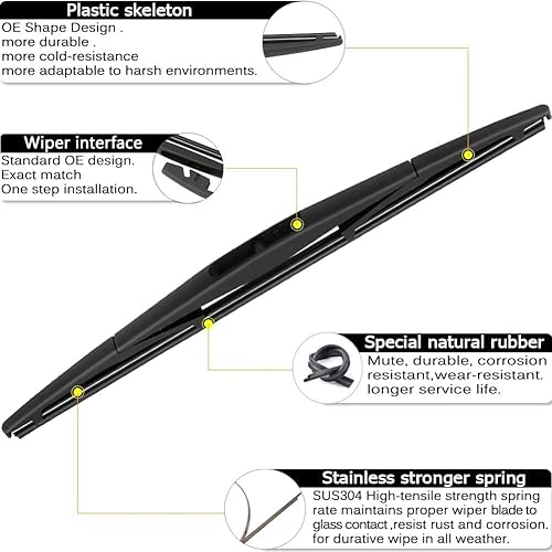 Miniatura 2 de AUTOBOO Limpiaparabrisas de 26 + 20 pulgadas con limpiaparabrisas trasero de 14 pulgadas de repuesto para Ford Edge Lincoln MKX 2007-2015, calidad