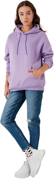 Lela Regular Fit Pamuklu Kapüşonlu Yaka Şardonlu Kışlık Sweat Bayan SWEAT 5863854