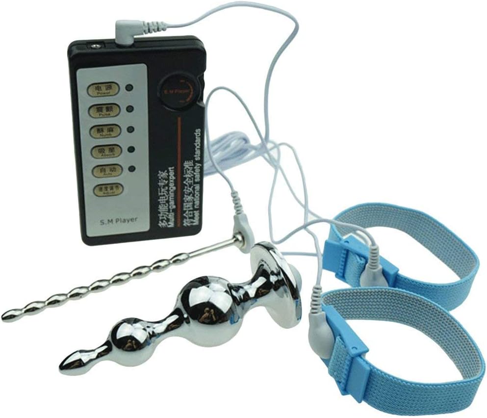 Kinxor E-Stim Accessories Adjustable Electro Conductive Rings Physiotherapy Ring Metal Plug with Cable Electric Stimulator Massage for Mens