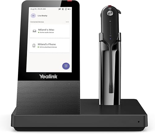 Yealink WH67 - Auriculares inalámbricos DECT mejorados, certificados por equipos, compatibles con teléfono de escritorio, PC, teléfono móvil,