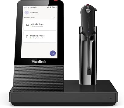 Yealink WH67 ترقية سماعة الرأس اللاسلكية DECT ، معتمد من الفرق ، متوافق مع الهاتف المكتبي ، الكمبيوتر الشخصي ، الهاتف المحمول ، سماعة رأس أحادية Bluetooth أحادية الأذن ، ميكروفون إلغاء الضوضاء ، نطاق 394 قدمًا ، وقت التحدث 8H