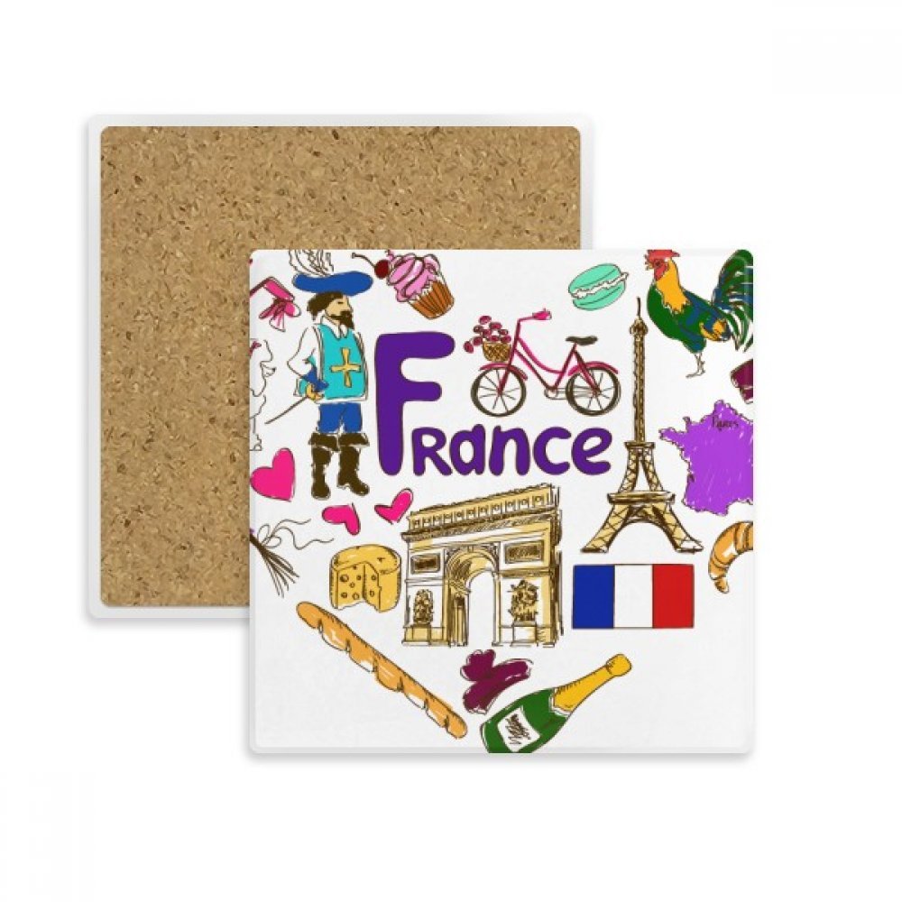 Drapeau France Love Heart sous-verre pour des pauses café conviviales au salon