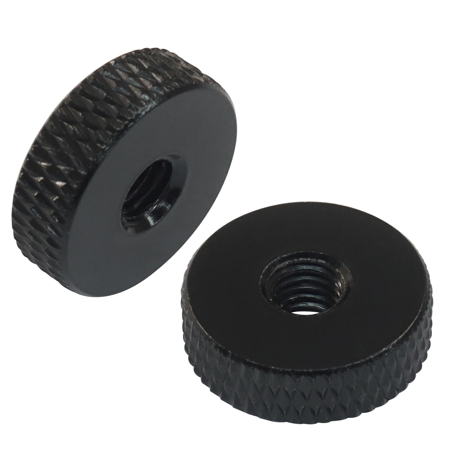 Kemcatui 5 Pcs Flat Knurled Nut, M5 Thumb Nuts Lock Adjusting Nuts for Precision Equipment/Technicians, Black