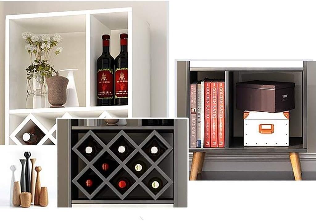 Floor-Standing Wine Cabinet Furniture Solid Wood Drawer Plaid Storage and Decorative 3 Layer Wine Racks Unit Shelf for Livingroom Kitchen C