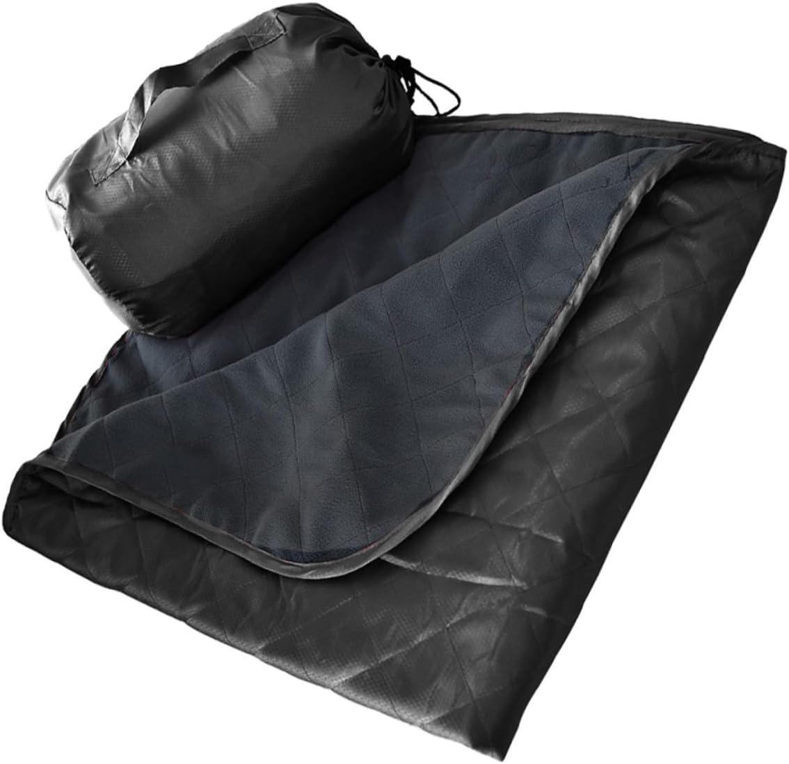 Cabilock Outdoor Camping Blanket and Waterproof Fleece Picnic Mat, Warm Foldable Nap Blanket for Hiking, Beach, and Outdoor Recreation, Black