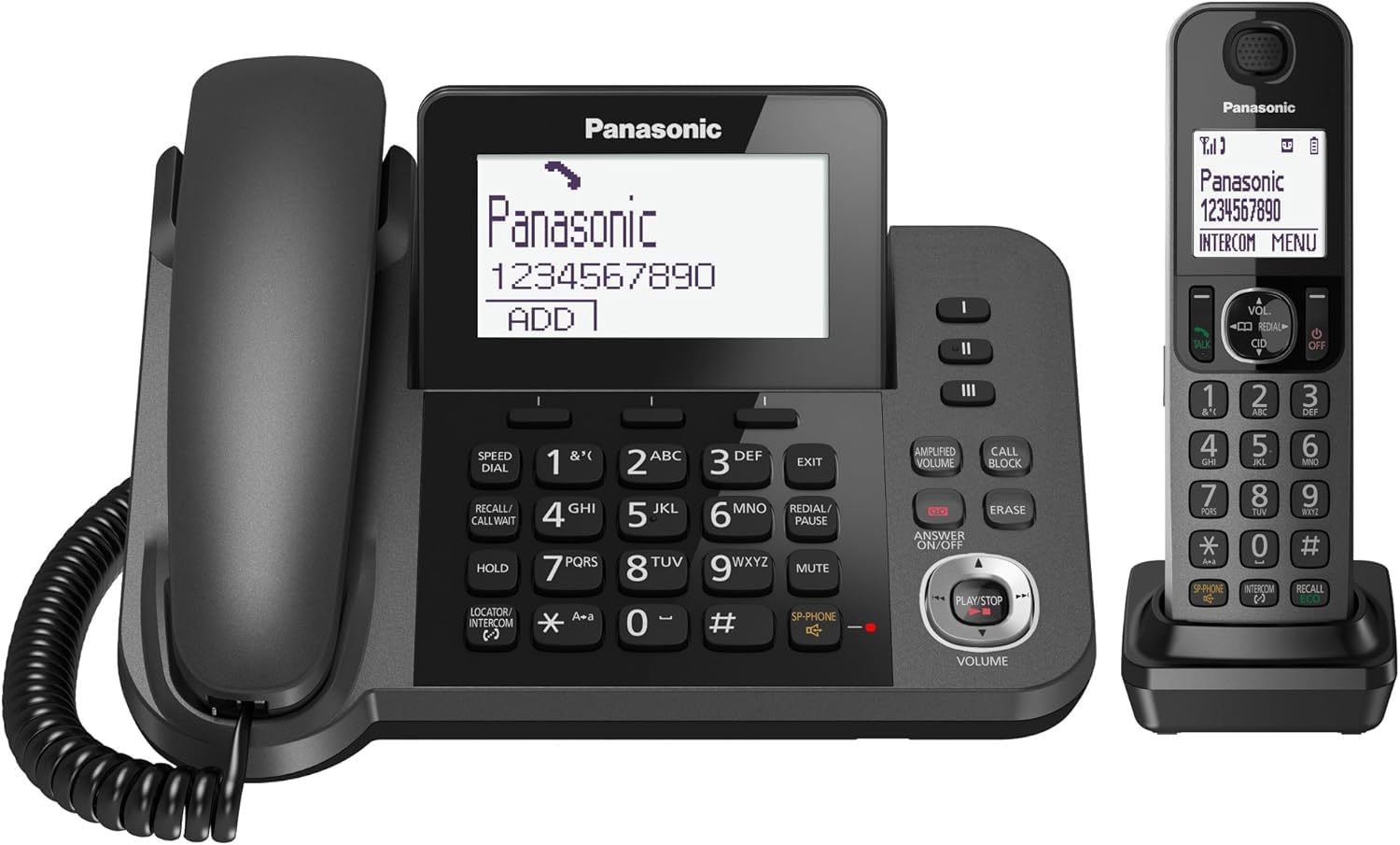Black Panasonic Kx-Tgf320e Dect Telephone Caller Id