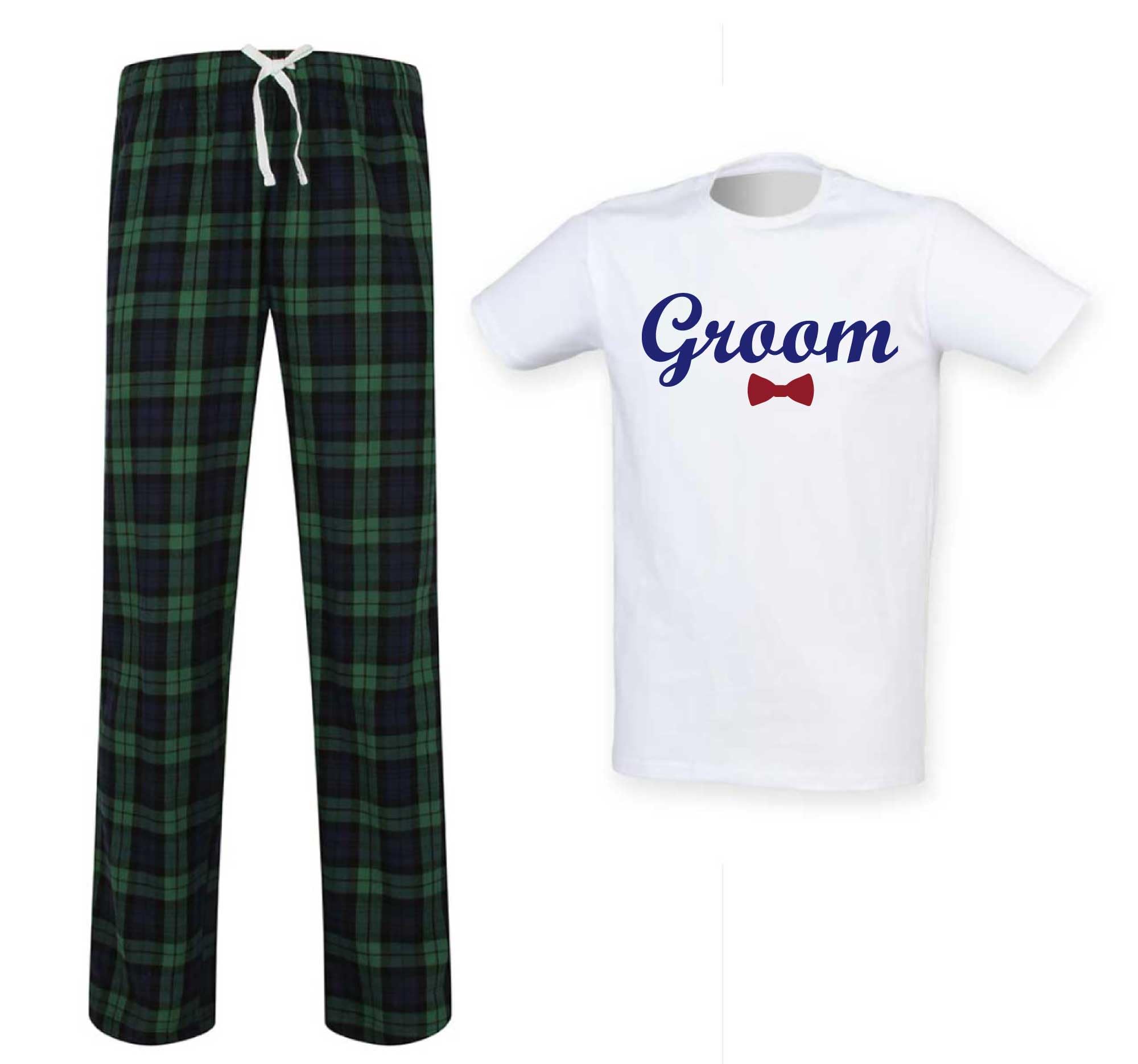 60 Second Makeover Men's Green Limited Groom Pyjama Set Tartan Trouser (Medium)