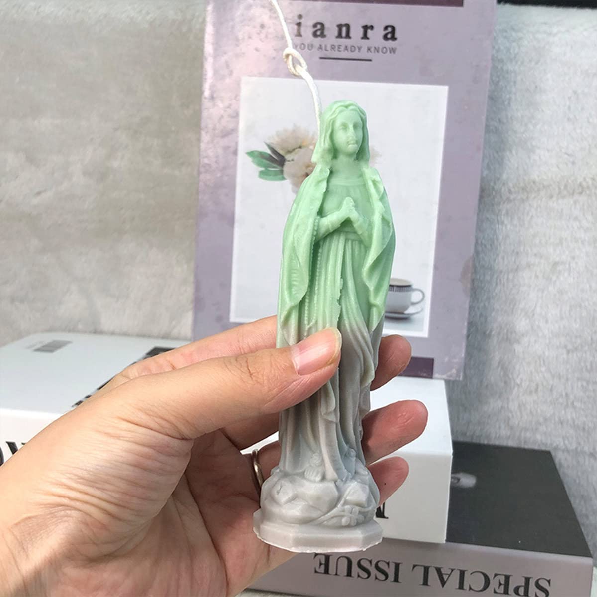 Stampo Candela Silicone Vergine Maria Modello Candela in Silicone Riutilizzabile per Aromaterapia Stampo per Fare Candele, Cioccolato, Sapone,Stampo per Candele Fai da Te Casa Decorare