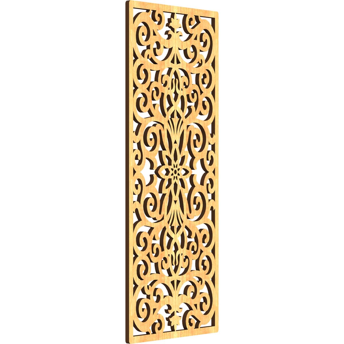 Buel Decorative Pierced Fretwork Wood Wall Panels, 9 3/8"W x 24 3/8"H x 1/4"T, Cherry