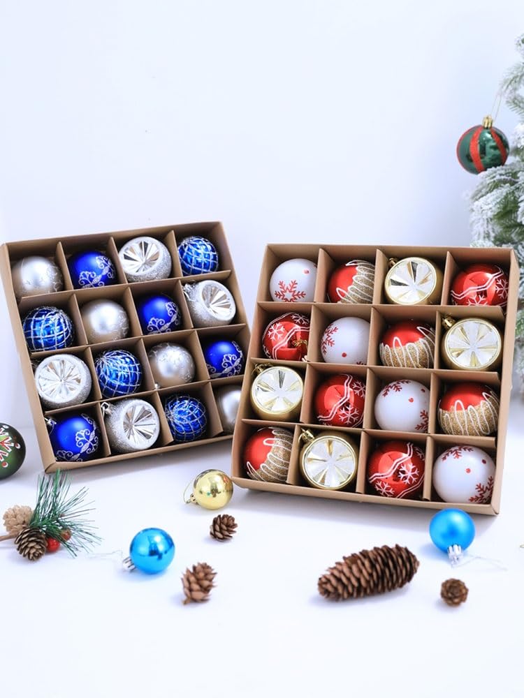 Palline Di Natale Vacanze 16 Pezzi Di Ornamenti Per Palline Natale, Decorazioni Infrangibili Per L'albero, Da Appendere In Plastica Per Per Feste Decorazioni Natalizie(C)