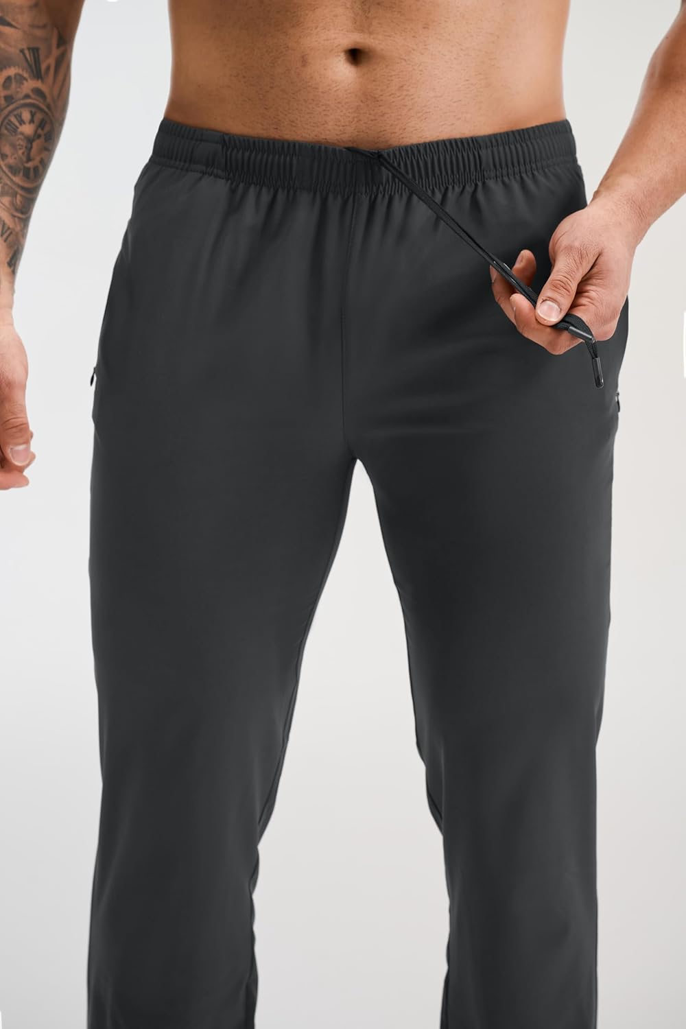 Men's 3 Pack Lightweight Breathable Athletic Gym Running Pants Workout Joggers with Zipper Pockets Black Blue Grey - Image 5