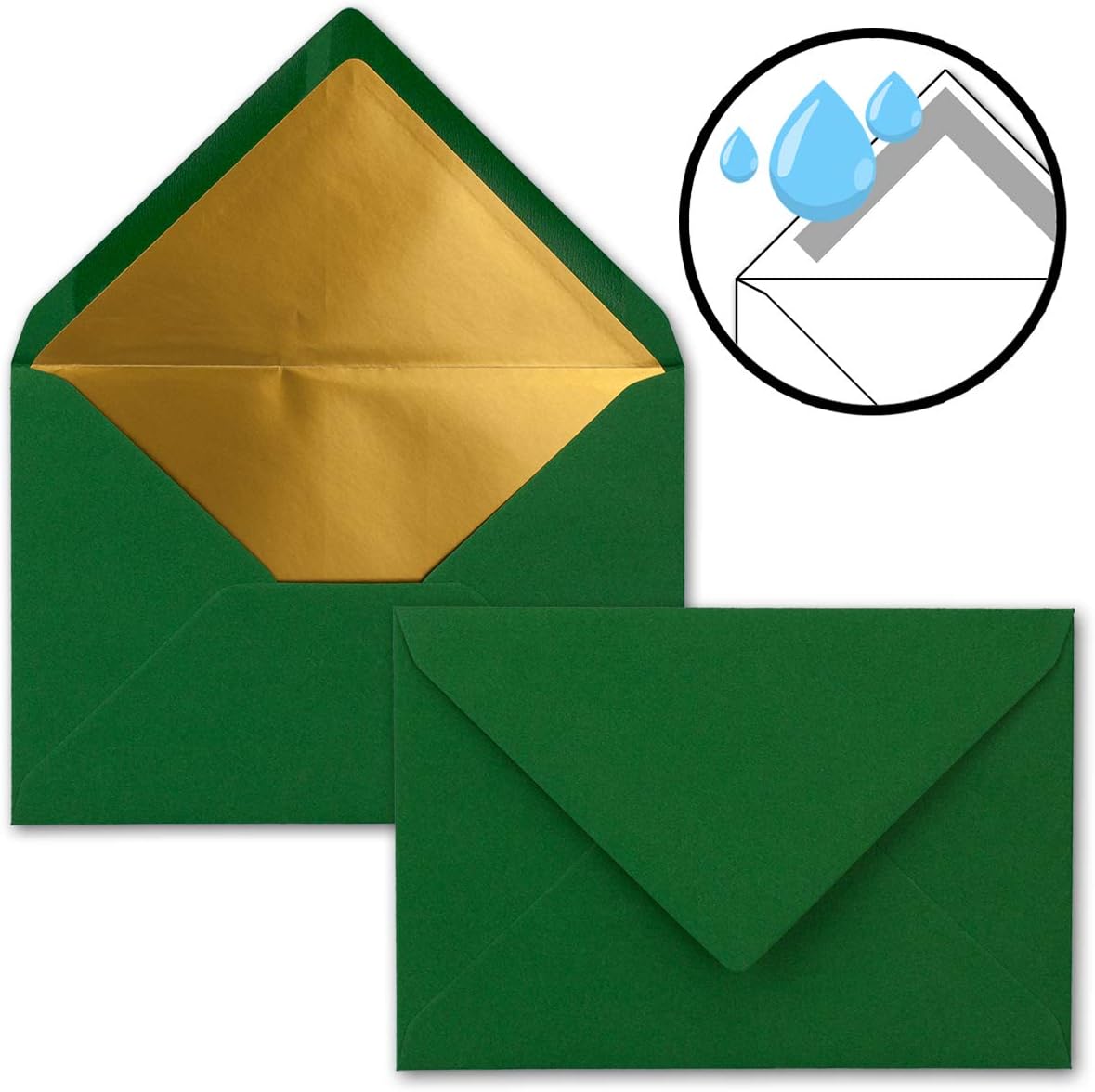 DIN C6 coloured envelopes with metallic lining DIN C6 / 50 Stück blau / Goldfutter - Image 3