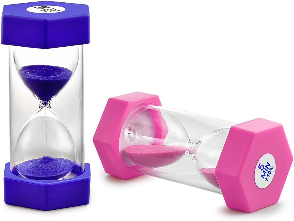 Sand Timer VAGREEZ Hourglass Sand Timer 5 Minutes 30 Minutes Timer Clock for Kids Games Classroom Home Office Kitchen Use (Pack of 2)