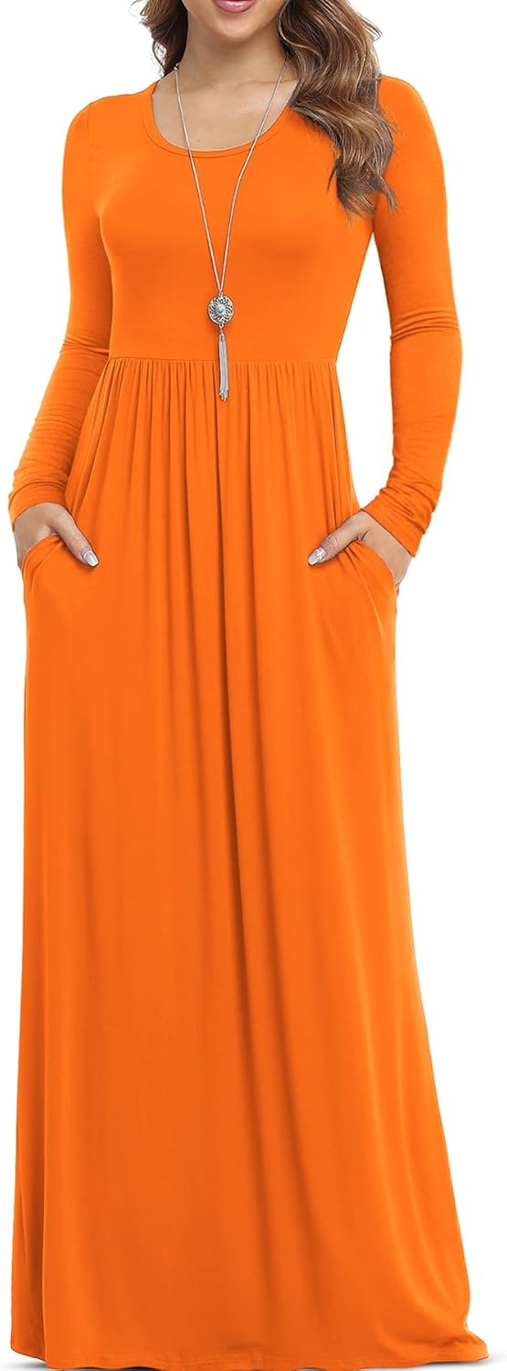 VIISHOW Women's Long Sleeve Maxi Dress with Pockets