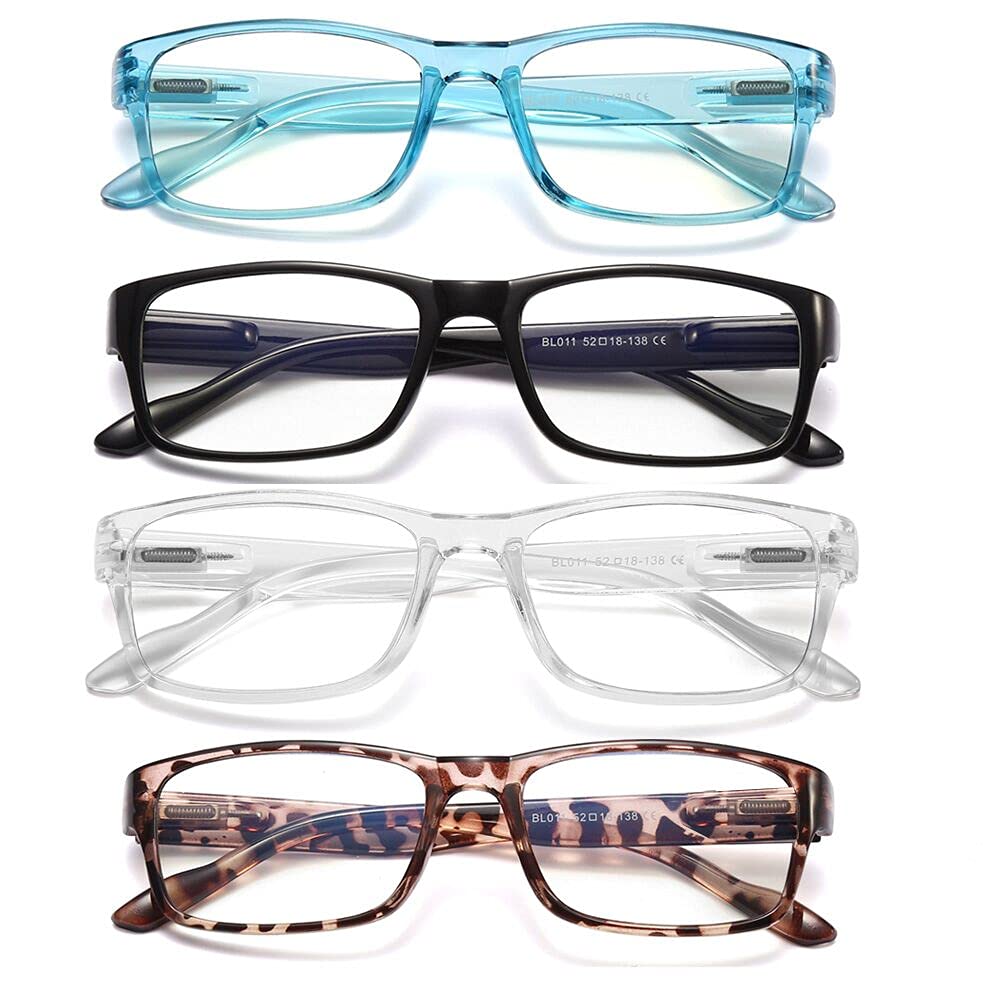 Photo 1 of 4-Pack Reading Glasses Blue Light Blocking,Spring Hinge Readers for Women Men Anti Glare Filter Lightweight Eyeglasses (4-pack Mix Color, 2.5)