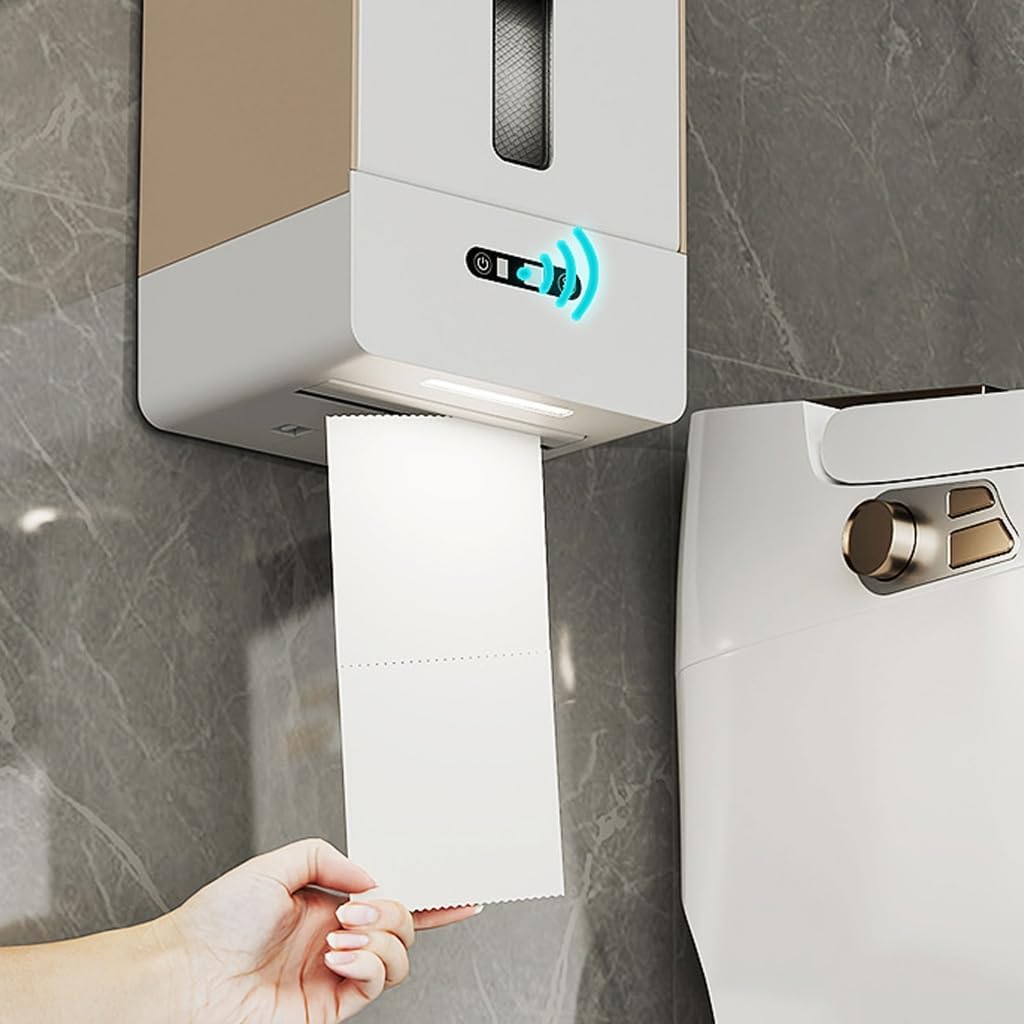 Automatic Touchless Paper Towel Holder With Motion Sensors for Commercial Kitchen Bathroom Cabinet Mount Battery Powered