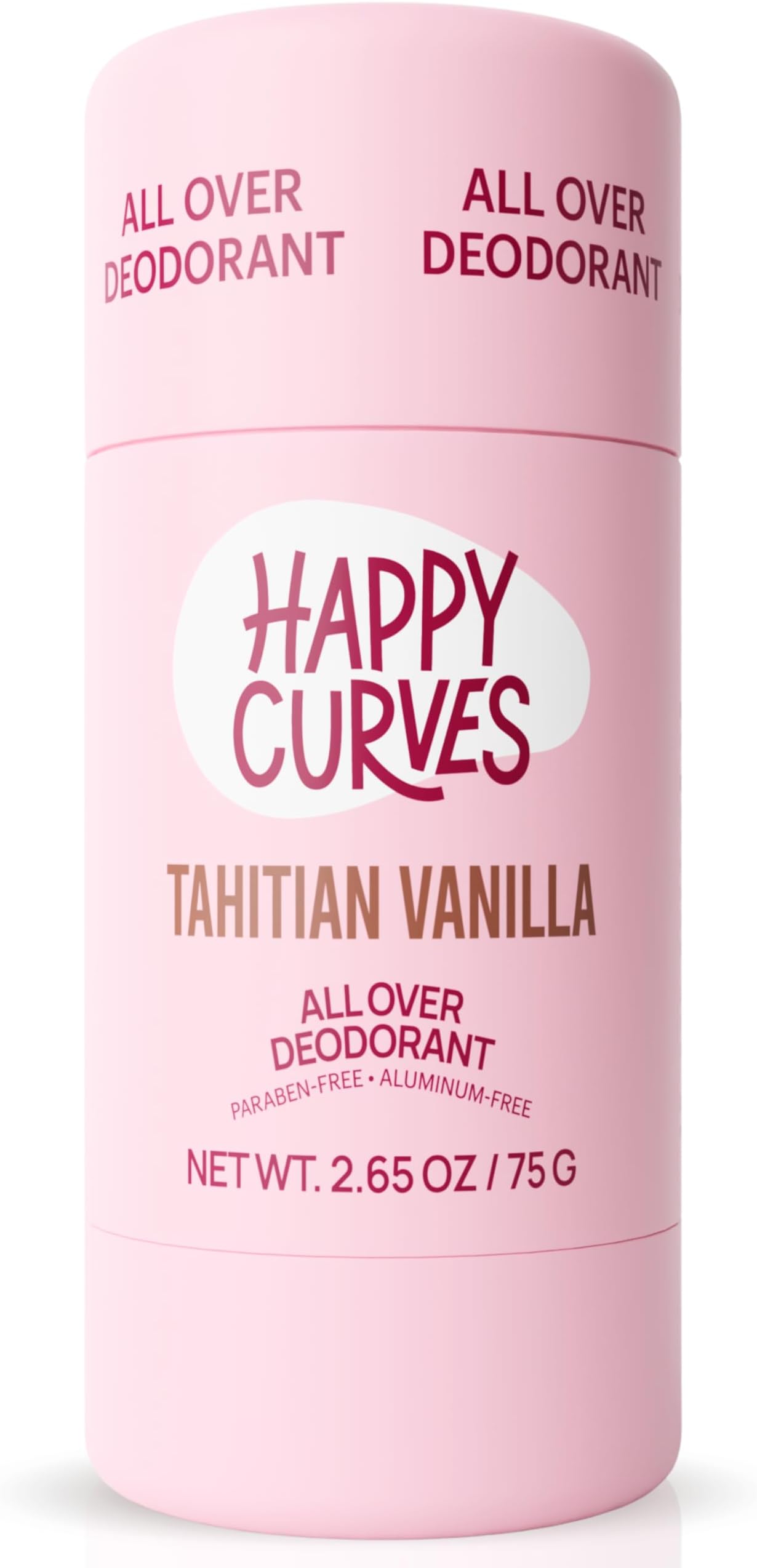 HAPPY CURVES All Over Whole Body Deodorant for Women - Aluminum-Free - Invisible All Day Layer of Full Body Protection for Long Lasting Odor Control, Sensitive Skin, & Private Parts - Tahitian Vanilla