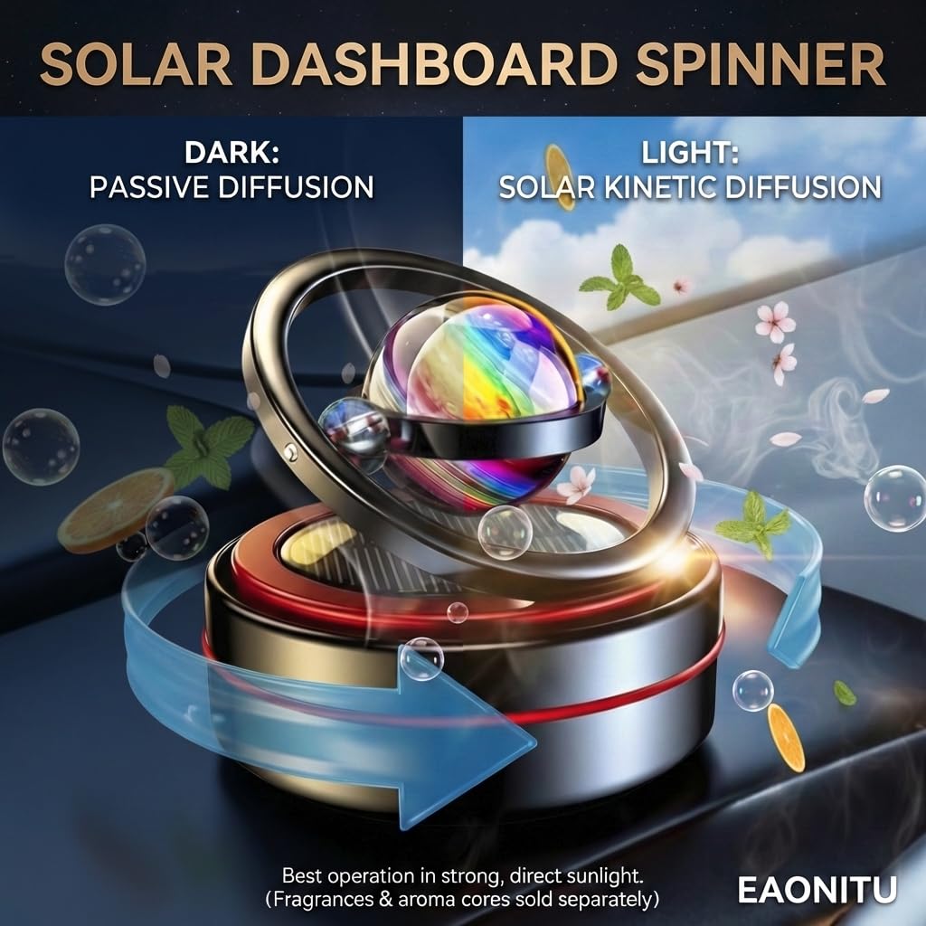 Solar Celestial Fidget Spinner Lucky Car Decoration Automatyczna zasilana słońcem akcesoria domowe i samochodowe, wymiana prezentów urodzinowych na Dzień Ojca, dyfuzor zapachowy, perfumy nie są