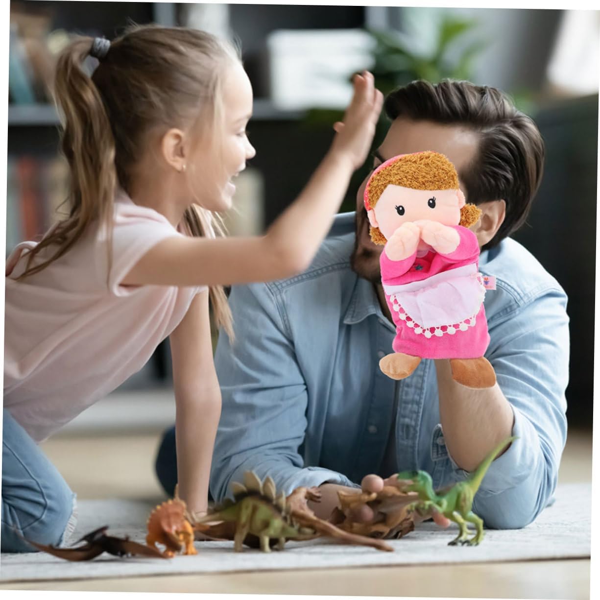 BESPORTBLE 2pcs Family Hand Puppets Cute Mother Father Puppets for Educational Role Play Storytelling and Theater Shows for Preschool and Family Fun