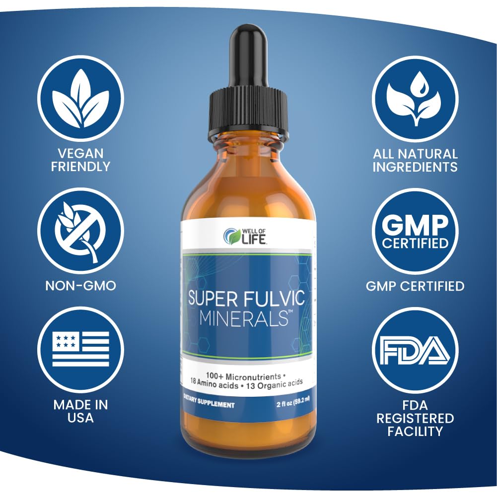Well of Life Super Fulvic Minerals | Ionic Trace Mineral Drops | Fulvic Acid Liquid for Energy, Gut Health & Hydration | 120 Servings, 2oz — Amazon image 4