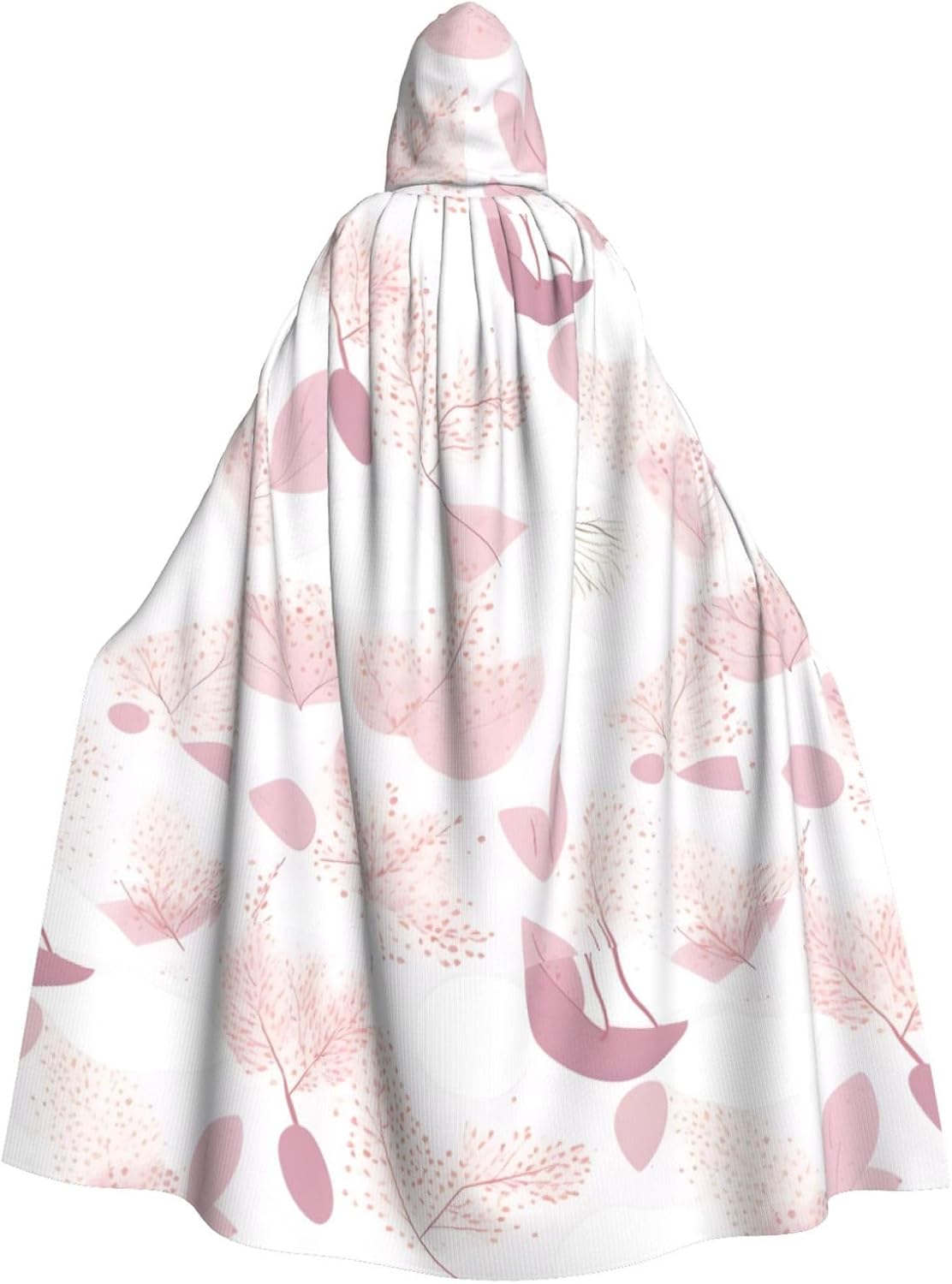 Hand-Painted Floral Line Pattern Men Women Halloween Role Play Party Decoration Hooded Poncho Black