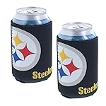 Football Can & Bottle Holder Insulator Beverage Huggie Cooler (Pittsburgh (Steelers) - Collapsible Can 2-Pack)