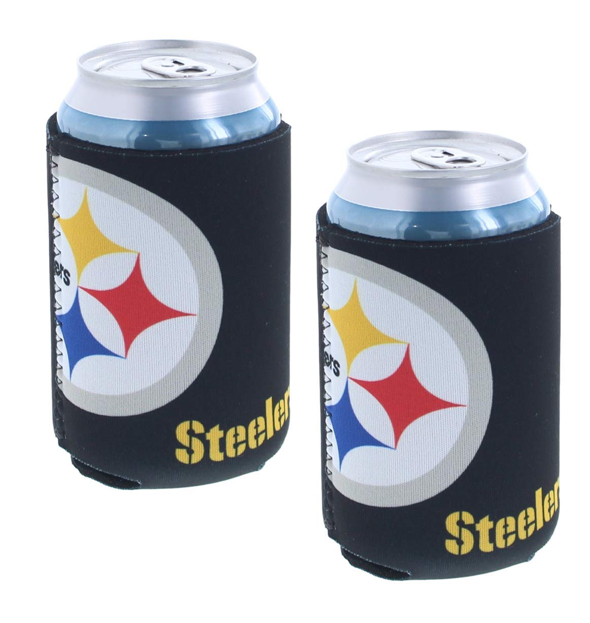 Football Can & Bottle Holder Insulator Beverage Huggie Cooler (Pittsburgh (Steelers) - Collapsible Can 2-Pack)