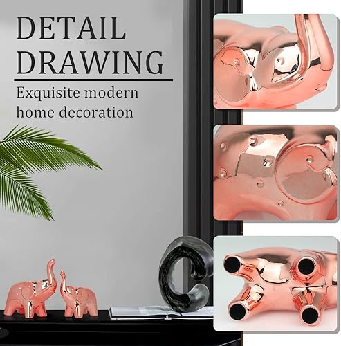 Miniatura 4 de Un par de estatuas de elefante para decoración del hogar, figuras de estilo moderno, escultura para oficina, escritorio, estantería, sala de estar