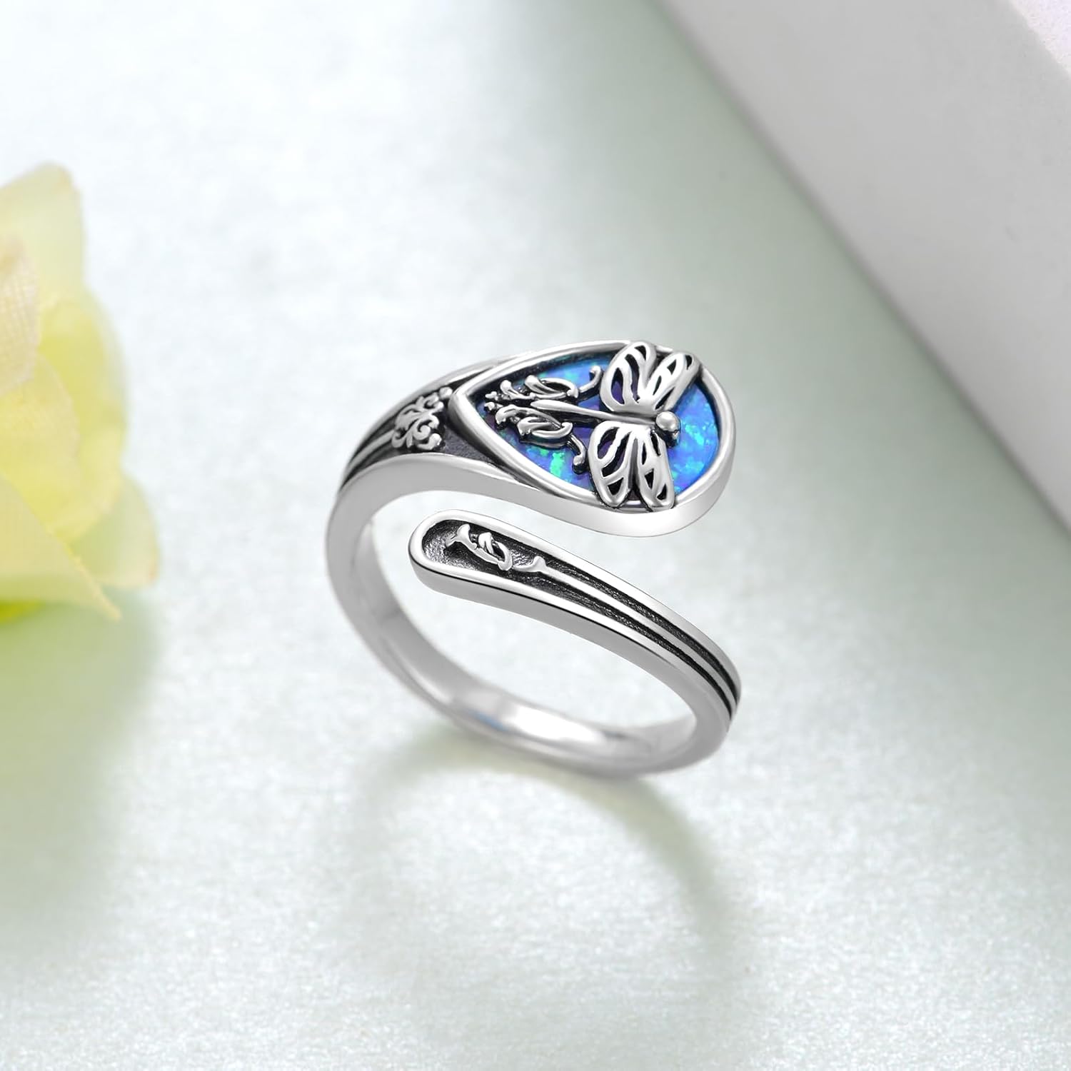 Spoon Rings for Women 925 Sterling Silver Mushroom/Phoenix/Snake/Cardinal/Octopus/Tree of Life/Sunflower/Highland Cow/Dragonfly/Dragon/Horse/Sea Turtle/Frog Rings - Image 3