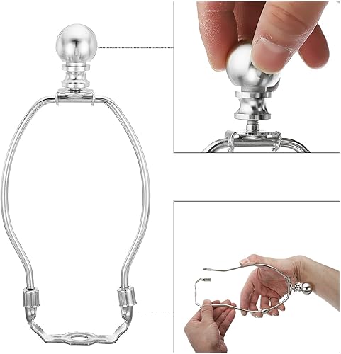 Miniatura 5 de PATIKIL Kit de arpa de lámpara de 6 pulgadas con remate, 2 juegos de soportes de pantalla de lámpara desmontable, accesorios de iluminación para