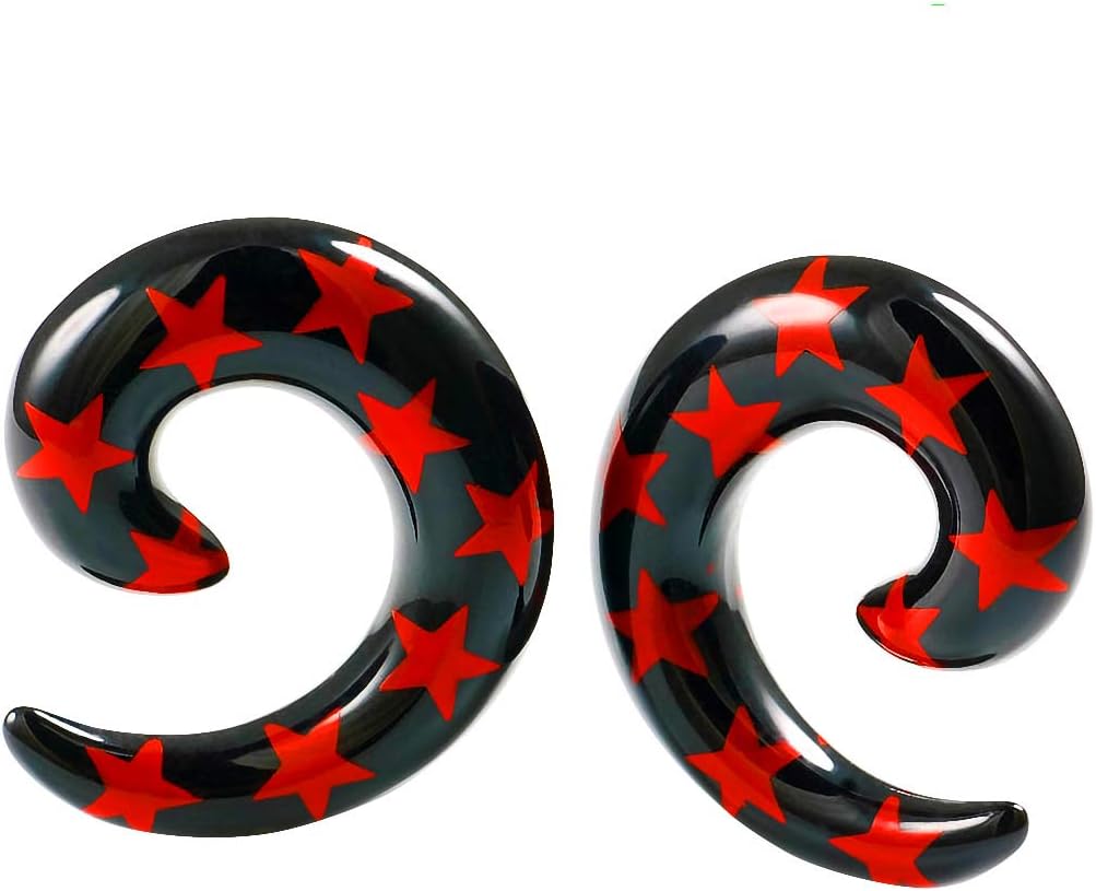 2pc 0g Star Spiral Guages Ear Stretching Plugs For Ears Earrings Taper Spirals Curl Flesh Piercing Jewelry
