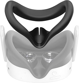 HZLucki VR Silicone Face Pad with Oculus/Meta Quest 3S,Sweatproof Silicone Face Cover for Quest 3S Headset, Washable Lightproof Anti-Leakage Face Cushion, Black