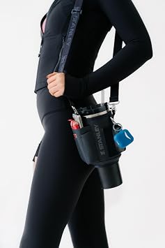 STANLEY All Day Quencher Carry All for 30 oz Tumbler with Handle | Crossbody Bag with Phone Holder Pocket, Card Sleeve & Detachable Strap | Water Bottle Carrier Bag | BPA-Free | Black