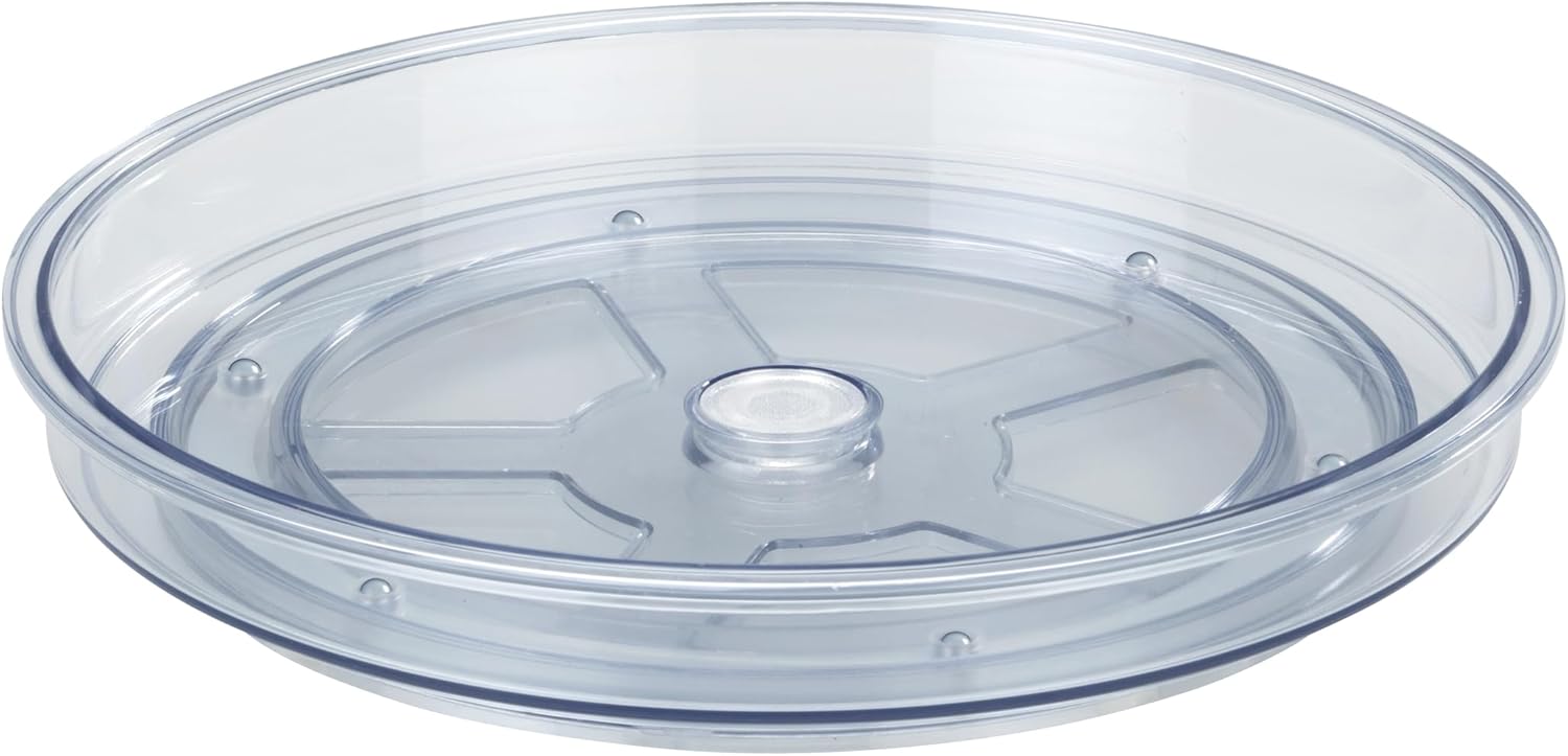 WENKO Victoria Rotating Tray Diameter 24 cm for Kitchen, Dining Table or Refrigerator, Plastic, Transparent